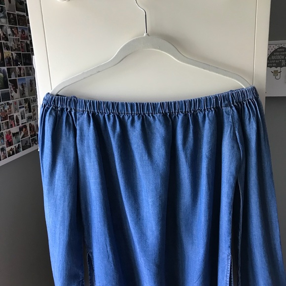 Denim off the shoulder blouse - Picture 4 of 5